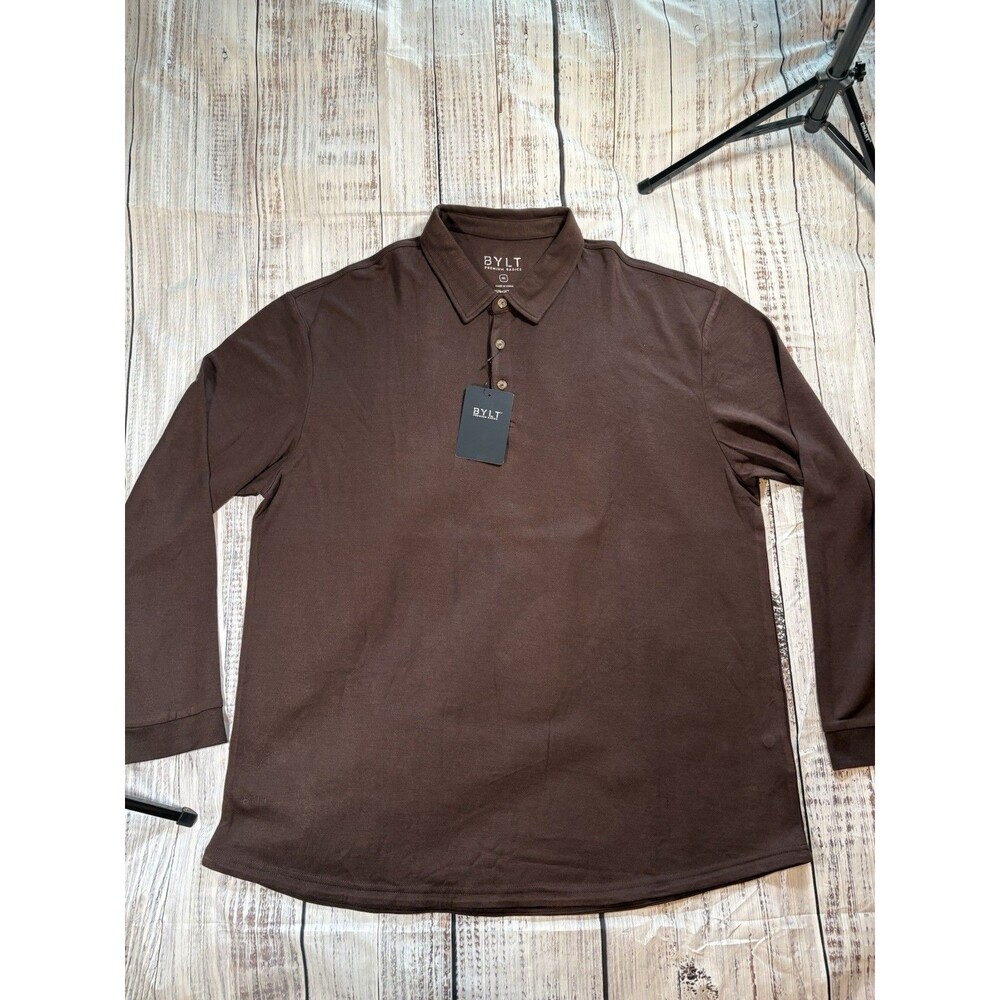 BYLT Polo Shirt Mens 3XL Plum Comfort Wool Long Sleeve Premium Basics